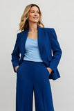 Dark Blue 2 Piece Notched Lapel Business Suits with Pockets