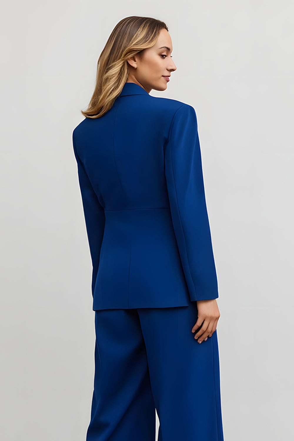 Dark Blue 2 Piece Notched Lapel Business Suits with Pockets