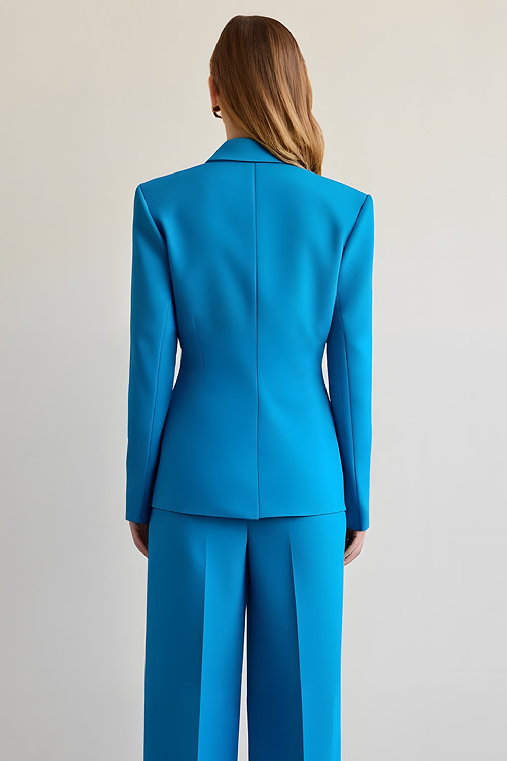 Blue 2 Piece Notched Lapel Satin Women Prom Suits