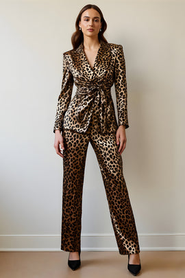 Gold Black Leopard 2 Piece Women Prom Suits