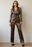 Gold Black Leopard 2 Piece Women Prom Suits