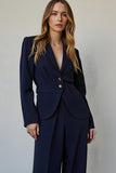 Navy Satin 2 Piece Single Breasted Business Suits