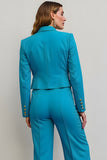 Blue 2 Piece Peak Lapel Satin Women Prom Suits