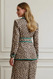Coffee Leopard Notched Lapel 2 Piece Women Prom Suits