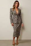 Coffee Leopard 2 Piece Pencil Women Prom Suits