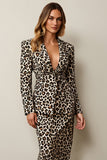 Coffee Leopard 2 Piece Pencil Women Prom Suits