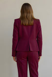 Burgundy 2 Piece Ruffled Satin Women Prom Suits with Pockets