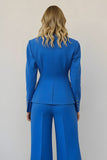 Blue Single Breasted 2 Piece Women Prom Suits with Pockets