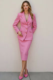 Pink 2 Piece Pencil Single Breasted Women Prom Suits