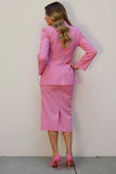 Pink 2 Piece Pencil Single Breasted Women Prom Suits