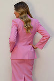 Pink 2 Piece Pencil Single Breasted Women Prom Suits