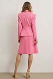 Pink 2 Piece Notched Lapel Women Prom Suits with 3D Flower