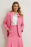 Pink 2 Piece Notched Lapel Women Prom Suits with 3D Flower