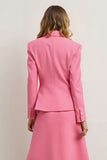 Pink 2 Piece Notched Lapel Women Prom Suits with 3D Flower