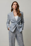 Sparkly Grey Sequins 2 Piece Women Prom Suits with Pockets