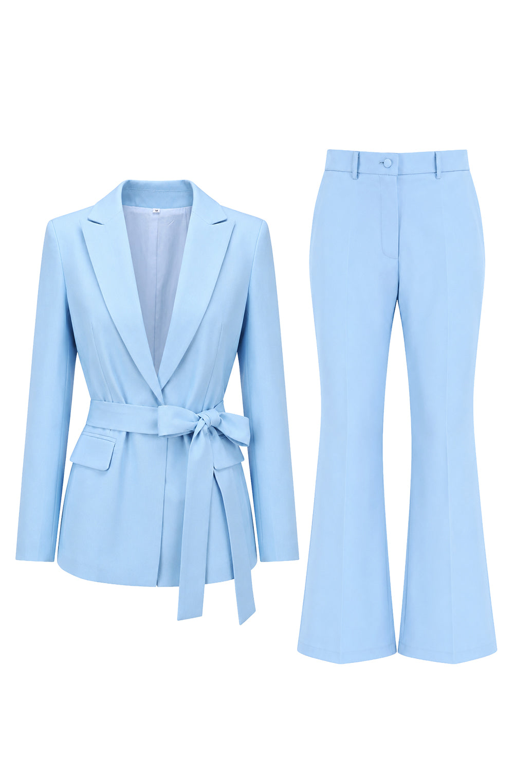 Blue 2 Piece Peak Lapel Women Prom Suits with Sash