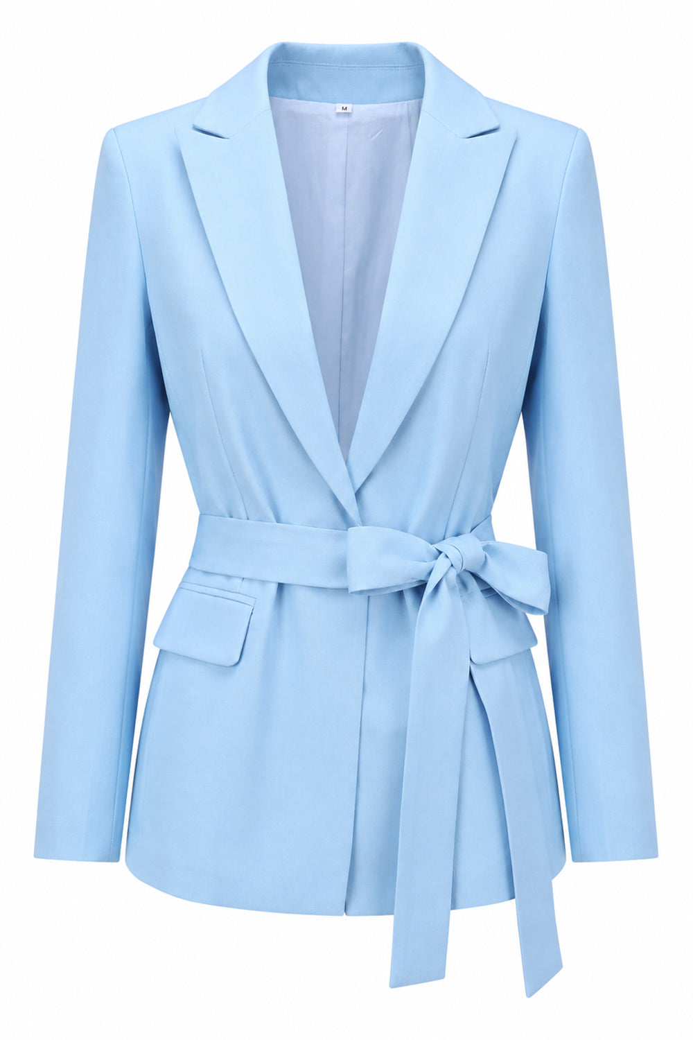 Blue 2 Piece Peak Lapel Women Prom Suits with Sash