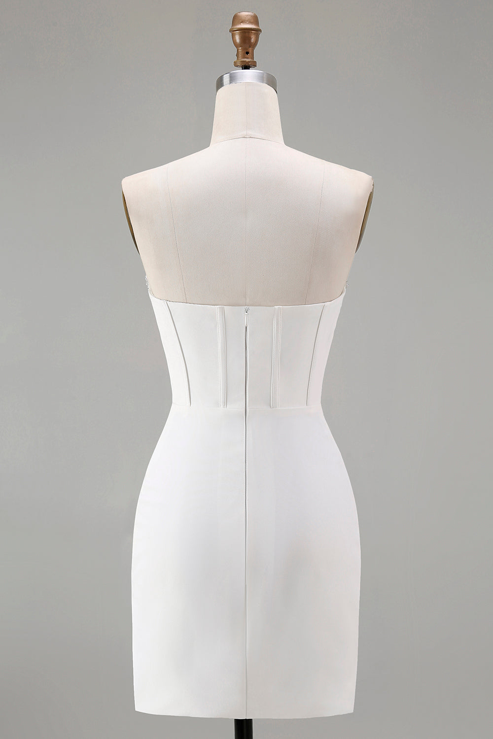 Sparkly White Sweetheart Short Tight Homecoming Dress with Beading