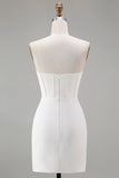 Sparkly White Sweetheart Short Tight Homecoming Dress with Beading
