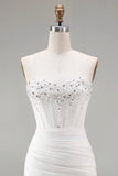 Sparkly White Sweetheart Short Tight Homecoming Dress with Beading