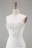Sparkly White Sweetheart Short Tight Homecoming Dress with Beading