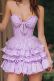 Lilac Ruffled Sweetheart A-Line Short Corset Homecoming Dress