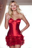 Red Satin Bodycon Short Corset Homecoming Dress with 3D Flowers