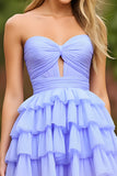 Lilac Strapless Keyhole Short Tiered Homecoming Dress with Ruffles