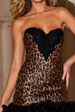 Coffee Leopard Sweetheart Tight Short Homecoming Dress