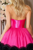Fuchsia Halter A Line Corset Short Homecoming Dress with Ruffles