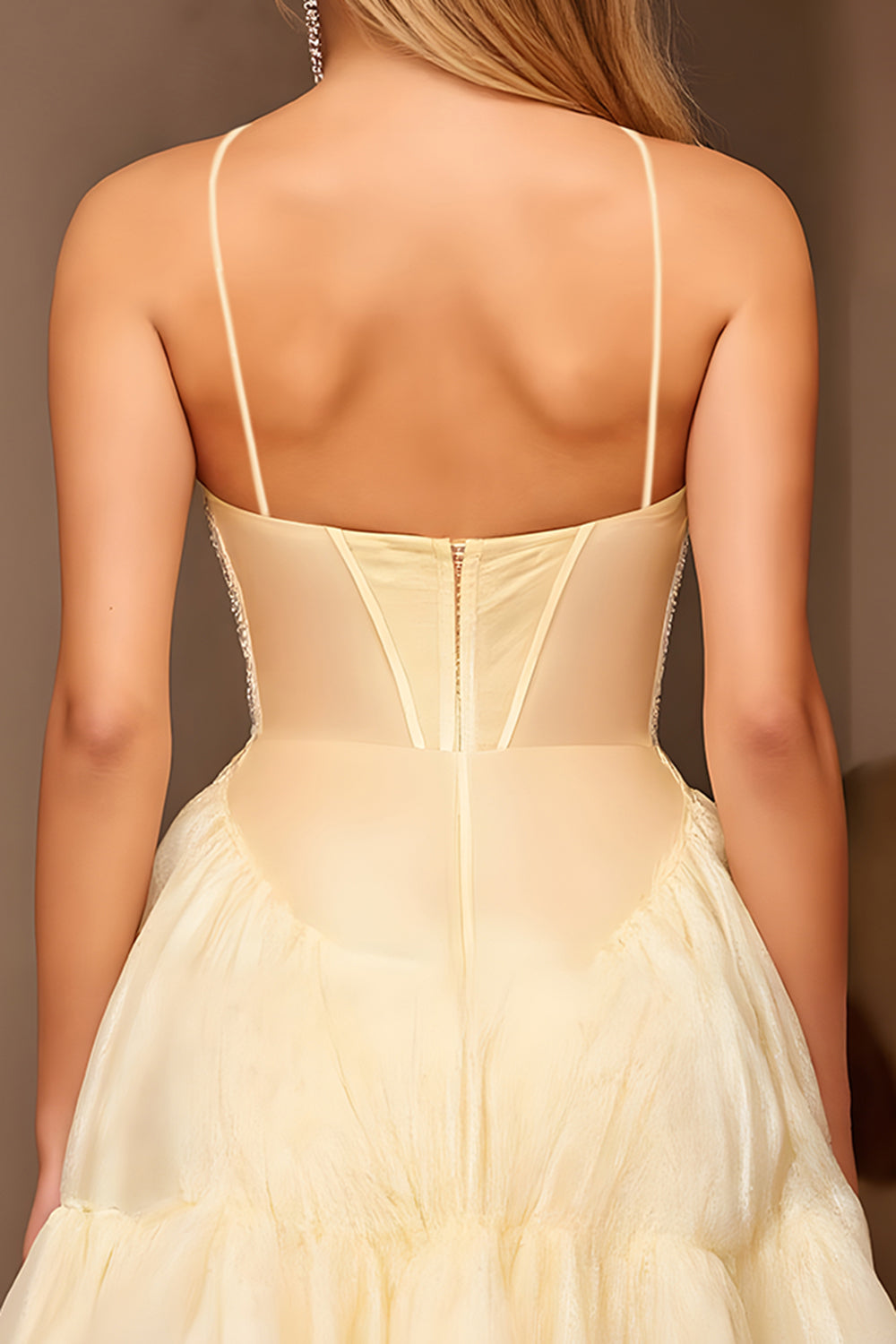 Sparkly Yellow A Line Short Homecoming Dress with Beading