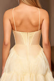 Sparkly Yellow A Line Short Homecoming Dress with Beading