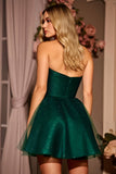 Sparkly Dark Green A Line Short Homecoming Dress with Sequins