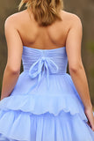 Lilac Corset A Line Short Tiered Homecoming Dress with Bow