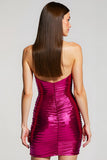 Sparkly Fuchsia Strapless Short Homecoming Dress with Sequins