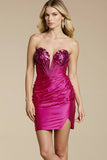 Sparkly Fuchsia Tight Short Homecoming Dress with Sequins