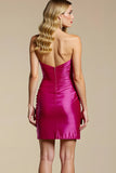 Sparkly Fuchsia Tight Short Homecoming Dress with Sequins