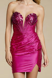 Sparkly Fuchsia Tight Short Homecoming Dress with Sequins