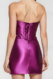 Purple Metallic Sweetheart Short Homecoming Dress with Slit