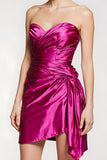 Fuchsia Tight Sweetheart Ruched Short Homecoming Dress