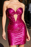 Sparkly Fuchsia Sequin Tight Short Homecoming Dress