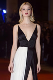 Patchwork Deep V-Neck Long Black and White Dress with Slit