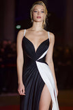 Spaghetti Straps Patchwork Long Black and White Dress with Slit