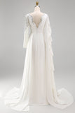 Sparkly White Mermaid Long Sleeves Pageant Dress with Slit