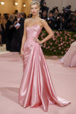 Simple Blush Ruched One Shoulder Long Pageant Dress
