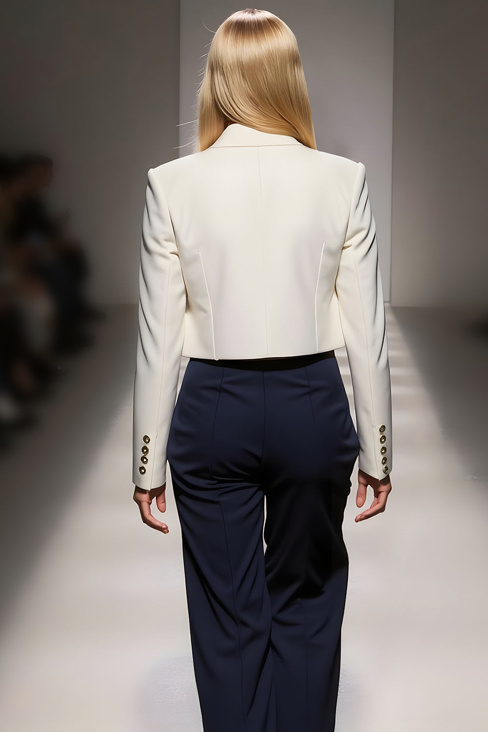 Ivory Navy 3 Piece Notched Lapel Business Suits