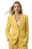 Yellow Notched Lapel 2 Piece Business Suits with Sleeves