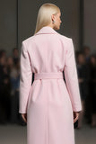 Pink Notched Lapel Women Blazer with Belt