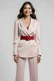 Blush 2 Piece Notched Lapel Business Suits with Belt