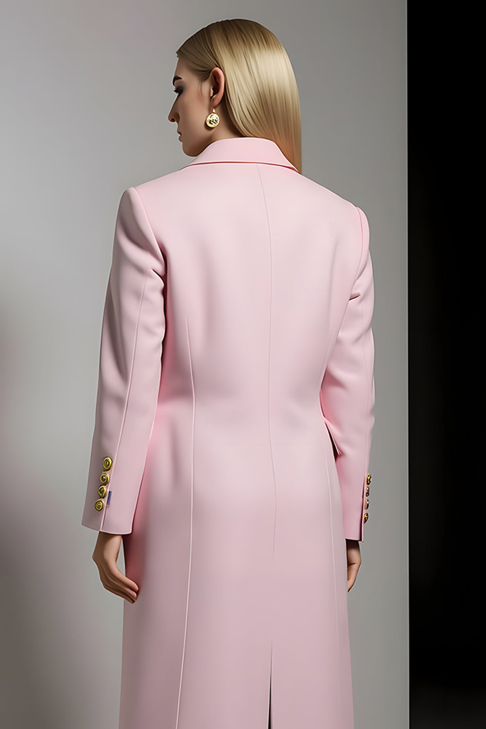 Pink One Button Notched Lapel Women Blazer